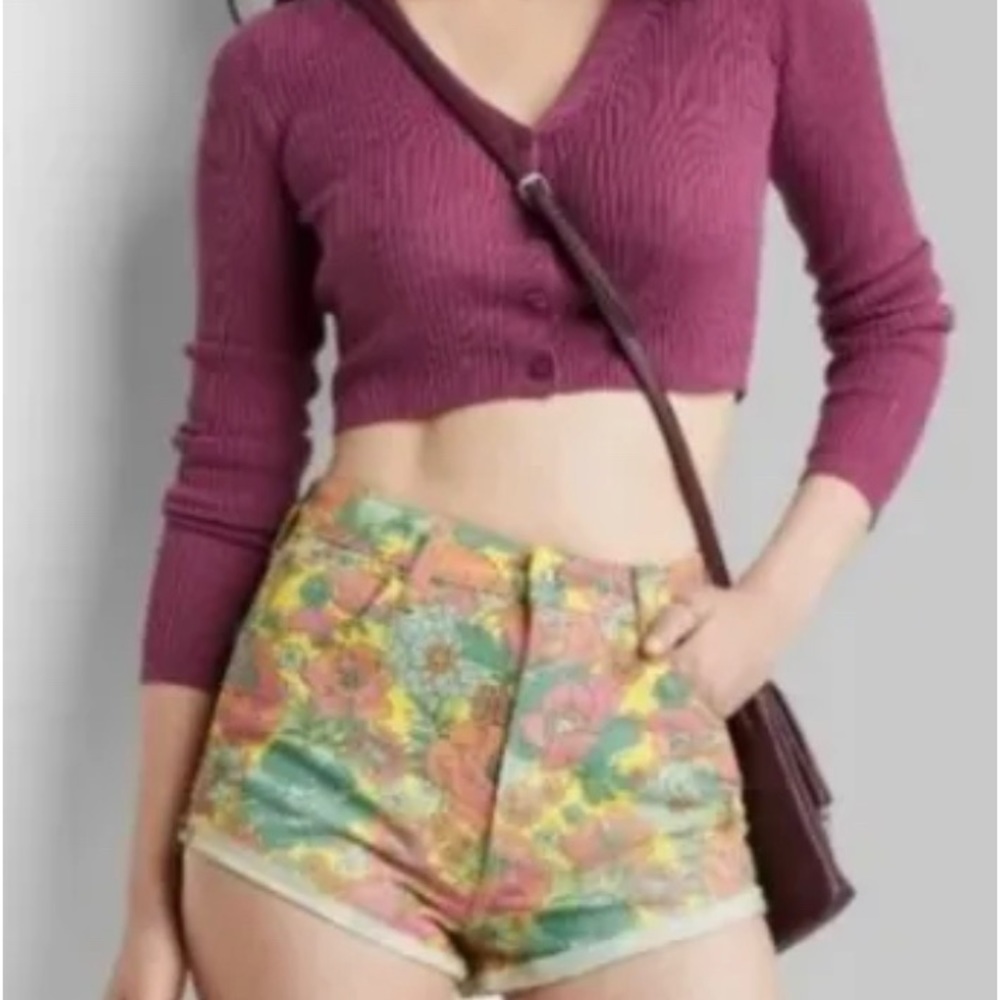 Women’s High Rise Cheeky Multi-color Floral Shorts, Sz 6